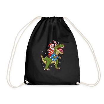Santa Riding T-Rex Christmas In July Funny Summer - Drawstring Bag - black - Front