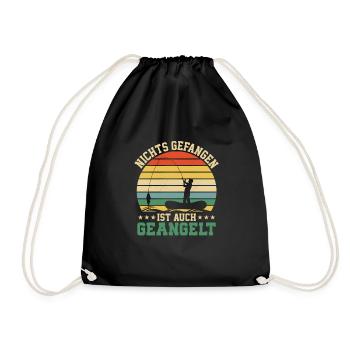 Nothing caught is also fished Angler Fisherman - Drawstring Bag - black - Front