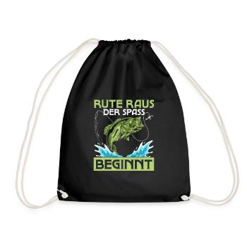 Rod out the fun begins Fischer Angler - Drawstring Bag - black - Front