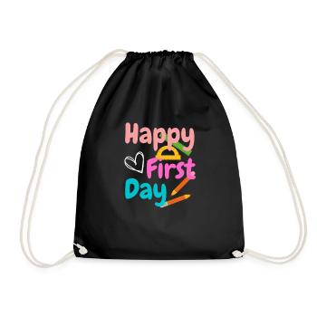 Happy First Day of School Shirt Kindergarten Teach - Turnbeutel - Schwarz - Vorne