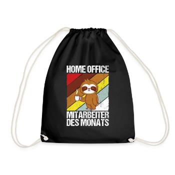 Home Office Mitarbeiter des Monats Faultier Homeof - Turnbeutel - Schwarz - Vorne
