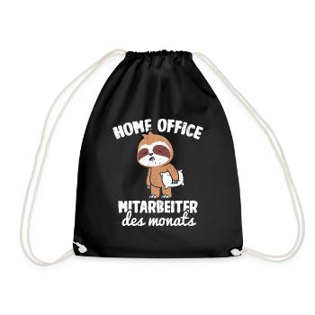 Home Office Mitarbeiter des Monats Faultier Homeof - Turnbeutel - Schwarz - Vorne