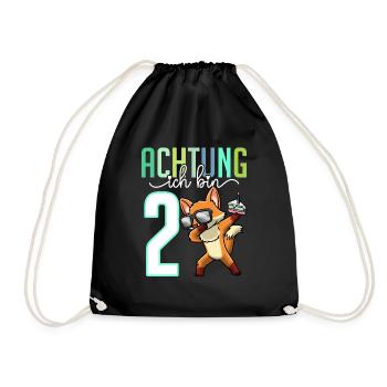 2. Geburtstag Mädchen 2 Jahre Fuchs - Turnbeutel - Schwarz - Vorne