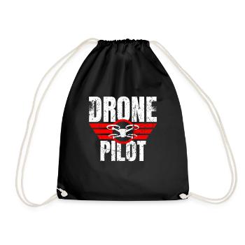 Drone Drone Pilot Drone Operator Quadcopter - Drawstring Bag - black - Front