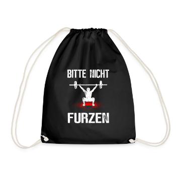 Bitte Nicht Furzen Fitness Bodybuilding Sport - Turnbeutel - Schwarz - Vorne