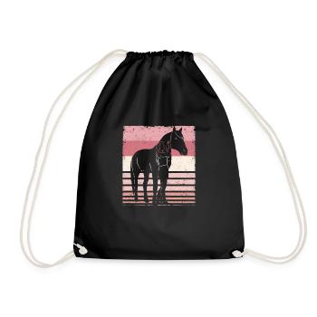 Pferdeliebhaberin Reiterin Silhouette Vintage - Turnbeutel - Schwarz - Vorne