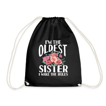 Floral I'm The Oldest Sister I Make The Rules - Drawstring Bag - black - Front