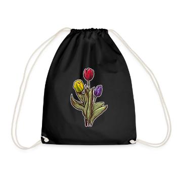 Vintage Tulips Flower Plants Florist Gardening - Drawstring Bag - black - Front