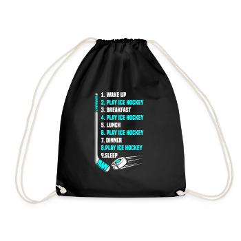 Lustiges Eishockey Hockey Geschenk Geschenkidee - Turnbeutel - Schwarz - Vorne