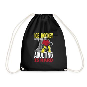 Lustiges Eishockey Hockey Geschenk Geschenkidee - Turnbeutel - Schwarz - Vorne