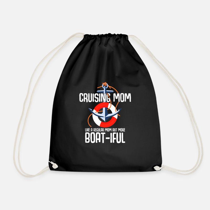 Cruise Mom like A Normal Mom But Boat-iful - Drawstring Bag - black