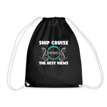 Ship Cruise Brings The Best Views Kreuzfahrt - Drawstring Bag - black - Front