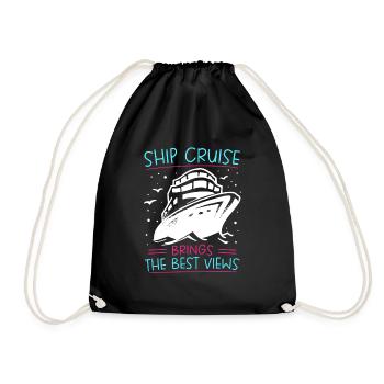 Ship Cruise Brings The Best Views Kreuzfahrt - Drawstring Bag - black - Front