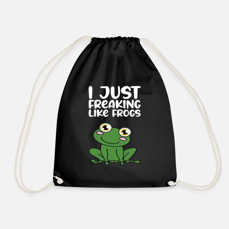I love frogs - Drawstring Bag - black