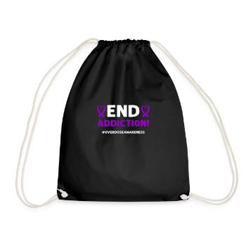 No more addiction! Purple bow. - Drawstring Bag - black - Front