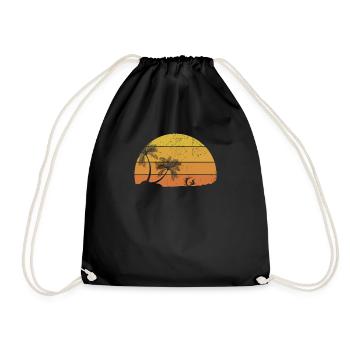Vintage Surfer Retro Surfing Beach Surf Sunset Pun - Drawstring Bag - black - Front
