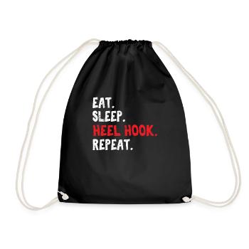 Eat Sleep Heel Hook Repeat Brazilian Jiu Jitsu BJJ - Drawstring Bag - black - Front