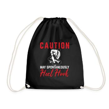 Caution May Spontaneously Heel Hook BJJ Jiu Jitsu - Drawstring Bag - black - Front