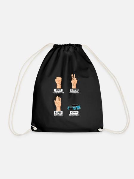 Rock Paper Scissors Nothing Beats Racing Funny Rac - Turnbeutel - Schwarz