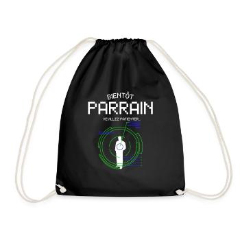 Bientôt Parrain Cadeau Pour Futur Père Baptême - Drawstring Bag - black - Front