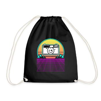 Photography Camera Lens Vaporwave - Turnbeutel - Schwarz - Vorne