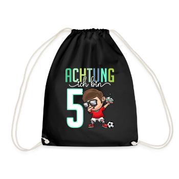 5. Geburtstag Junge Mädchen 5 Jahre Fussballer - Turnbeutel - Schwarz - Vorne