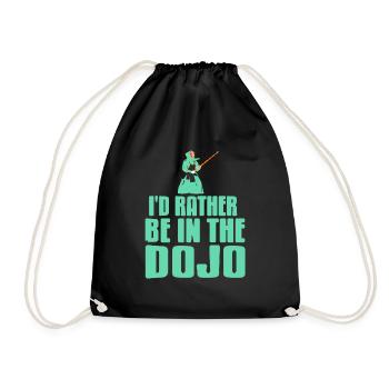 I'd Rather Be In The Dojo Awesome Aikido Tea - Drawstring Bag - black - Front