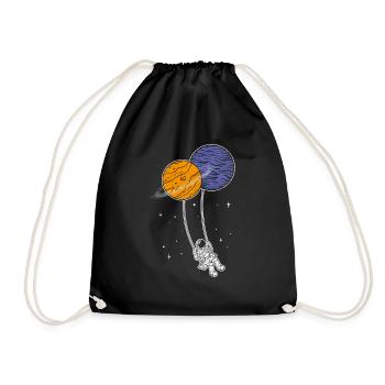 Astronaut Schaukel Planeten Weltraum Kinder Astron - Turnbeutel - Schwarz - Vorne