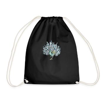 Peacock I Peacock Eye Motif with Peacock Feather - Drawstring Bag - black - Front