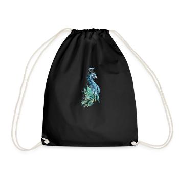 Peacock I Peacock Eye Motif with Peacock Feather - Drawstring Bag - black - Front