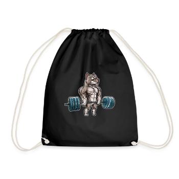 Pitbull Weightlifting Gym Fitness Dog Lover Sports - Drawstring Bag - black - Front