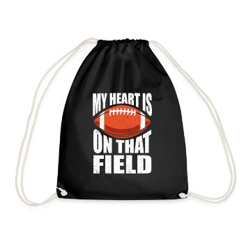 My Heart Is On That Field American Football Mom - Drawstring Bag - black - Front