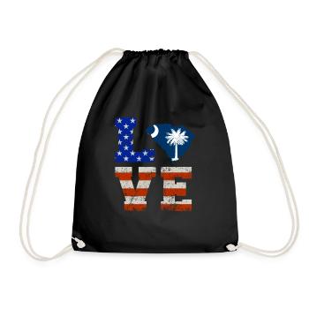 Love South Carolina Gift - Drawstring Bag - black - Front