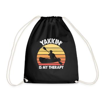 Yakkin Is My Therapy Kayaking Funny Kayak - Drawstring Bag - black - Front