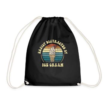 Ice Cream Retro Vintage Cone - Drawstring Bag - black - Front