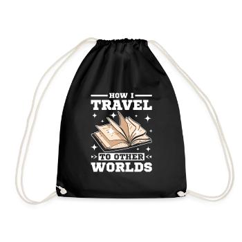 Voyagez dans d’autres mondes en lisant des livres - Sac de sport léger - noir - Devant