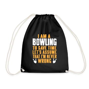 I Am Bowling To Save Time Funny Bowling T-Shirt - Turnbeutel - Schwarz - Vorne