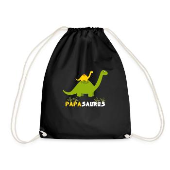 Papasaurus Funny Father Cool Father's Day Gift - Drawstring Bag - black - Front