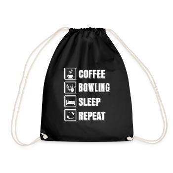 Coffee Bowling Sleep Repeat Funny Bowling Tee - Turnbeutel - Schwarz - Vorne