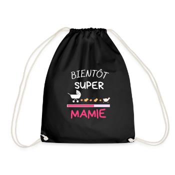 Bientôt Mamie Annonce Grossesse Futur Grand Mère - Drawstring Bag - black - Front