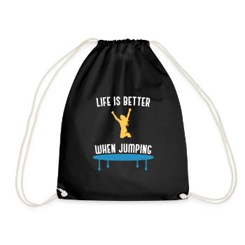 Life With Jumping Bounce Trampoline Hobby Sports - Drawstring Bag - black - Front