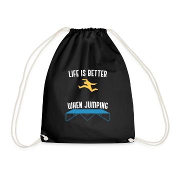 Life With Jumping Trampoline Hobby Sports - Drawstring Bag - black - Front
