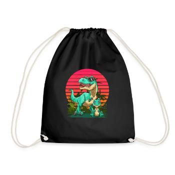 Papasaurus Dadasaurus - Cooler Vater-Sohn-T-Rex - Turnbeutel - Schwarz - Vorne