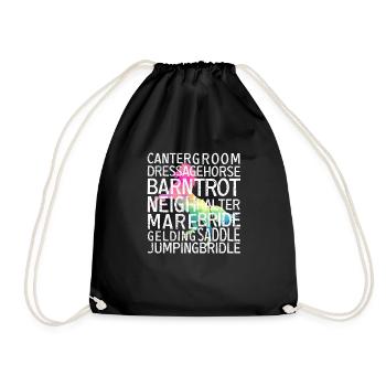 Typographie de cheval Word Art Équitation Équitation - Sac de sport léger - noir - Devant