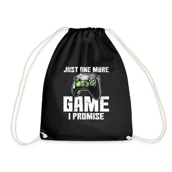Just One More Game I Promise Funny Gamer Video Gam - Drawstring Bag - black - Front