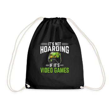 It's Not Hoarding If It's Video Games Funny Gamer - Drawstring Bag - black - Front