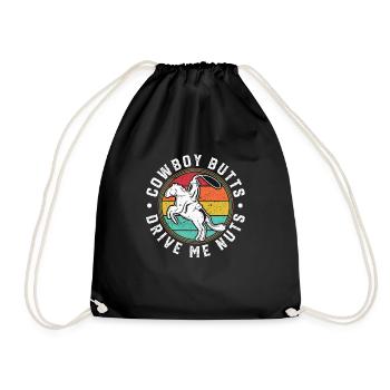 Texas Western Riding Horse Rider Cowboy Butts - Drawstring Bag - black - Front