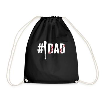 World's Number 1 Baseball Dad Ever - Drawstring Bag - black - Front