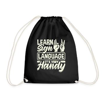 ASL Alphabet Teacher American Sing Language Its - Drawstring Bag - black - Front