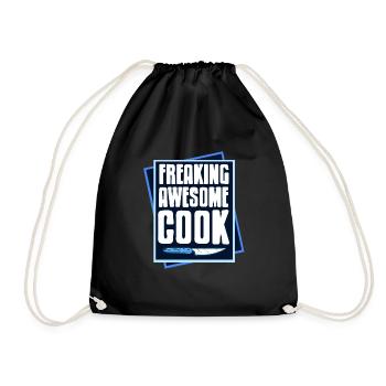 Freaking Awesome Cook Cool Funny T-Shirt Present - Drawstring Bag - black - Front
